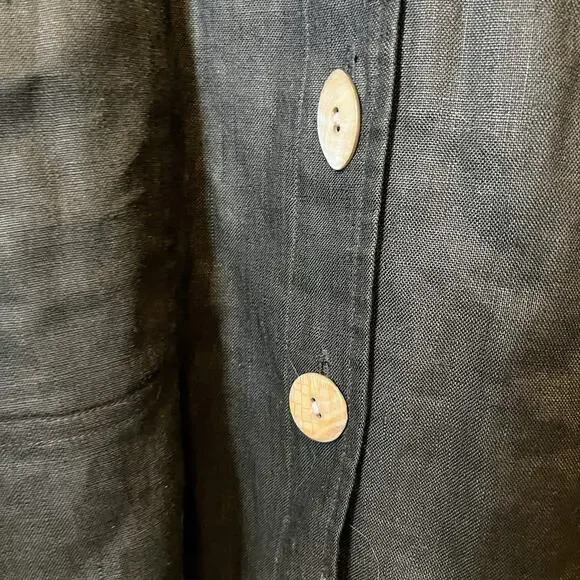 VTG Mureli Collection Women’s M Black Linen Hooded Lagenlook Artsy Jacket Art - Picture 12 of 14